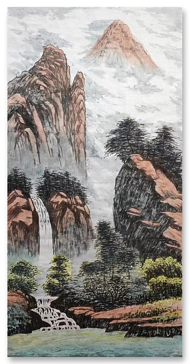 云海松涛 山水画四连幅