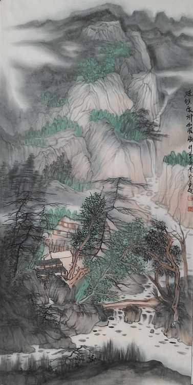 青年艺术家  刘伶伶 《溪山云起》精品山水