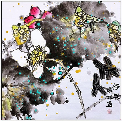 高晓林 （4645）国家一级美术师，江苏省美协会员，四尺斗方禅意荷花