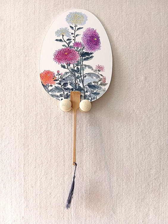 砚沐 紫菊扇面