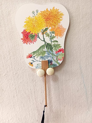 砚沐 金菊扇面