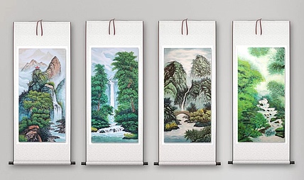 云海松涛 青绿山水四条幅