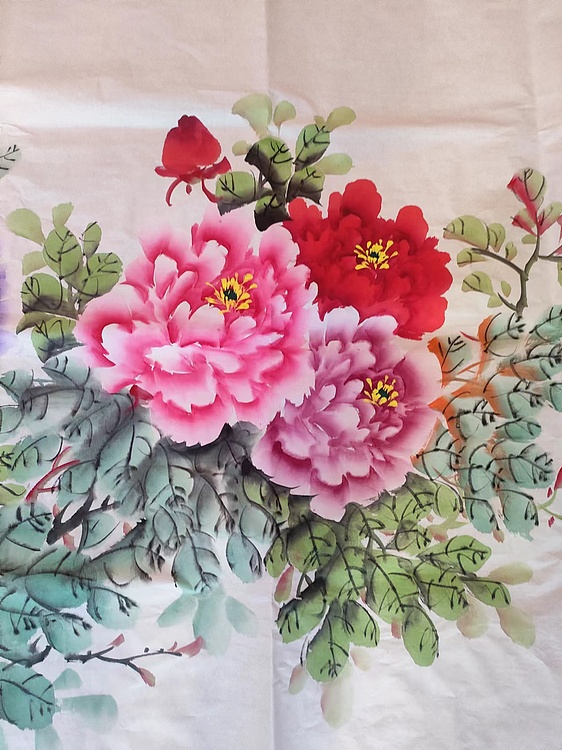 当代著名书画家 王爱荷 国画牡丹：富贵花开福满堂
