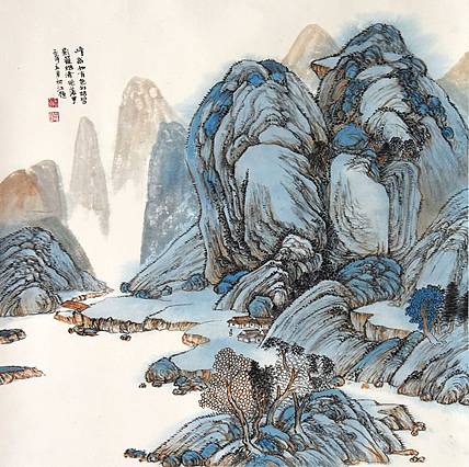 职业画家 曾江《峰高山有色》山水 68 67