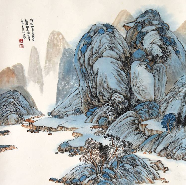 职业画家 曾江《峰高山有色》山水 68 67