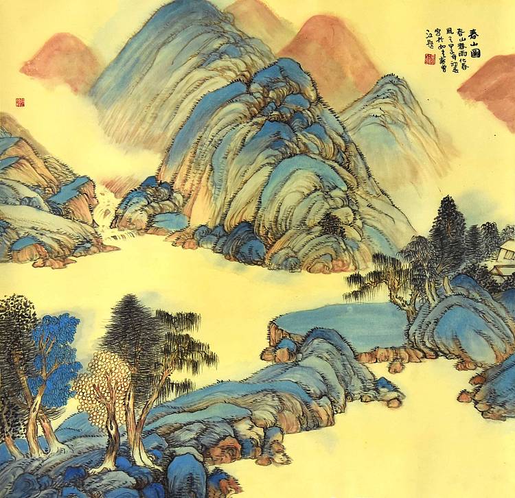 职业画家 曾江《春山图》山水 68 67