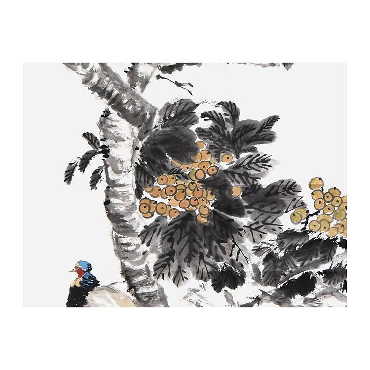 中美协会员工笔画协会会员 阎彦《枇杷累累》花鸟 137 69