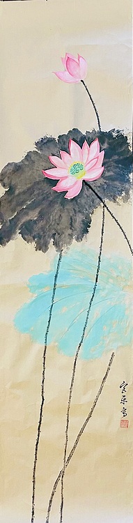 宫平 荷花四条屏