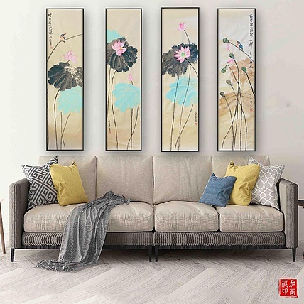 宫平 荷花四条屏