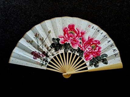 当代著名书画家 醉墨 朱毅江国画扇面《花香情浓》