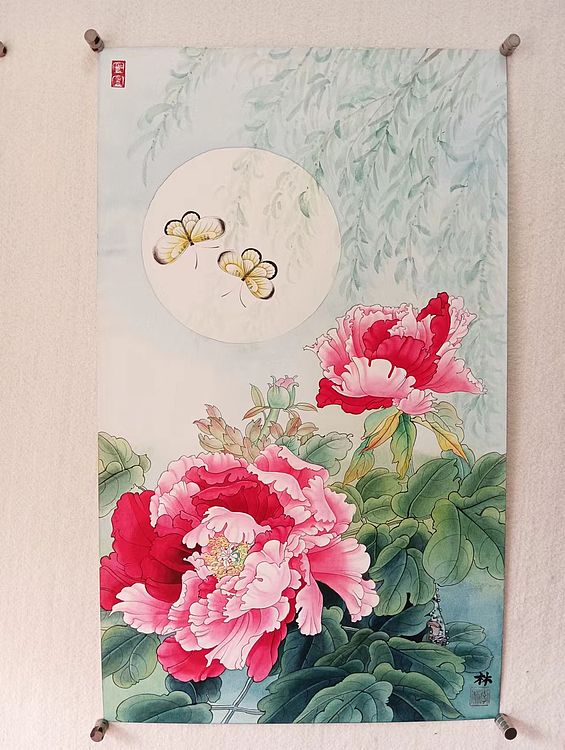 砚沐 留恋花间舞湖北美术学院艺术硕士李林国画作品