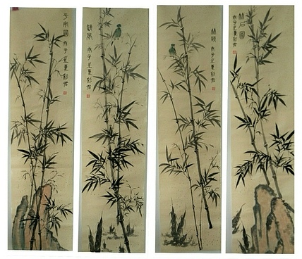 范彩君 墨竹四条屏
