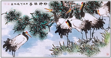 高晓林 （4711）江苏省美协会员，国家一级美术师《松龄鹤寿》