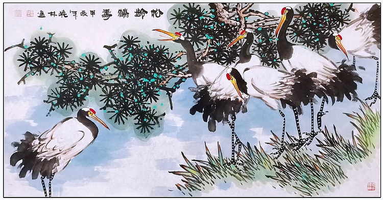 高晓林 （4711）江苏省美协会员，国家一级美术师《松龄鹤寿》