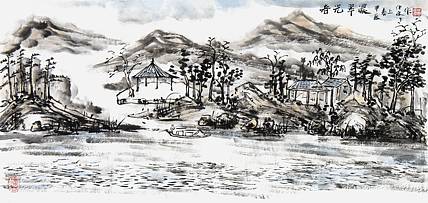 王仲良《春光翠浓》山水 69 33