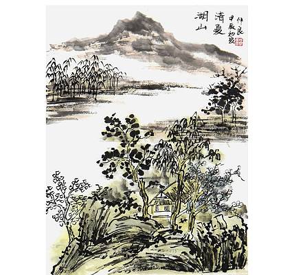王仲良《湖山清夏》山水 46 34