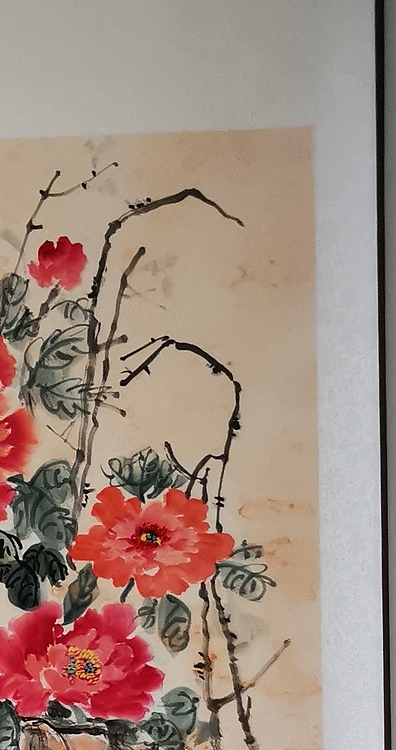 范彩君 牡丹石头图