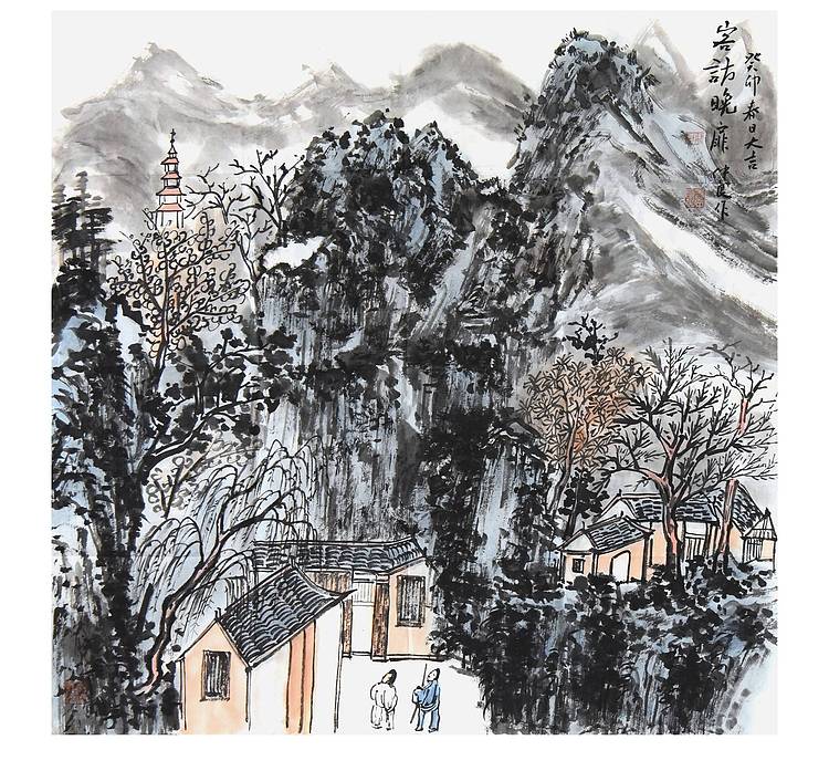 王仲良《客访晚扉》山水 69 68