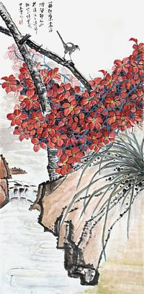 田美云《一林红叶画溪烟》花鸟 137 68