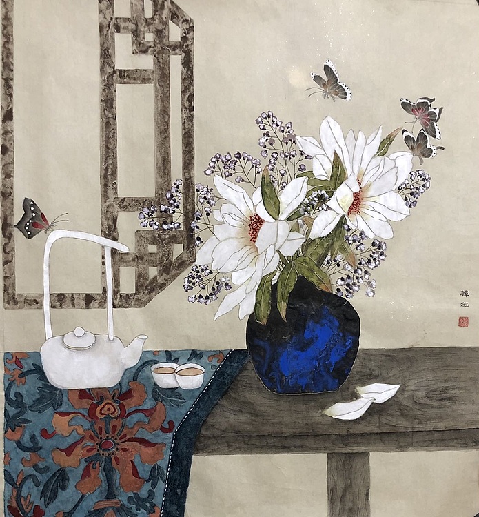 雪中寒蕊 花瓶花卉