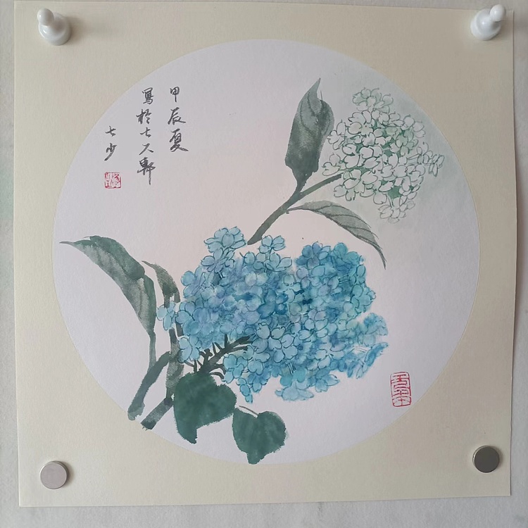 青年书画家 七汐 绣球花