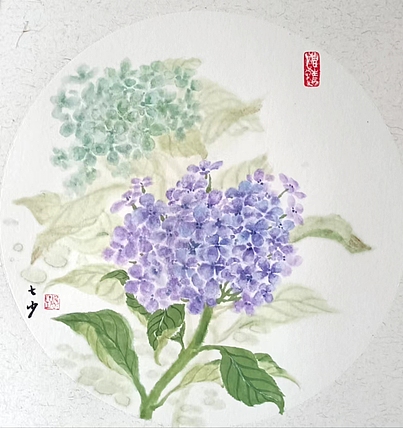 青年书画家 七汐 绣球