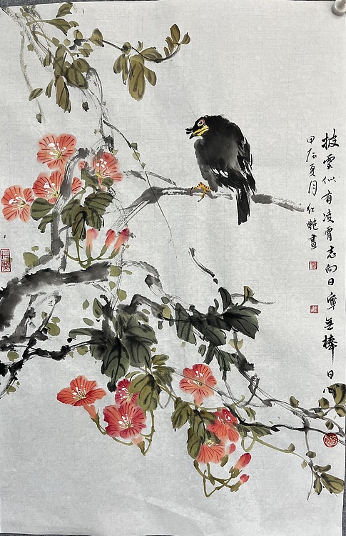 江苏省花鸟画研究会会员  邵红艳 披云似有凌霄志