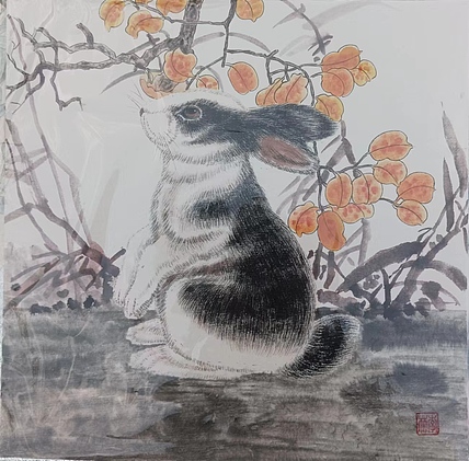 砚沐 国画兔兔湖北美术学院艺术硕士李林国画作品