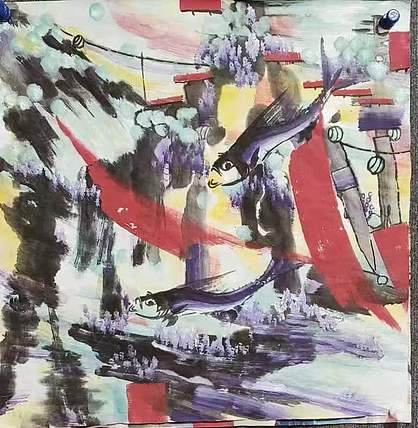 著名画家石齐学生 何金雨 精品国画