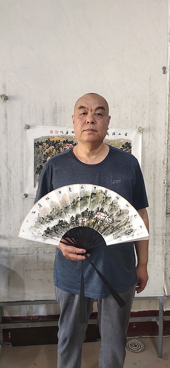 （带合影）中国美协会员 林厚成 精品折扇