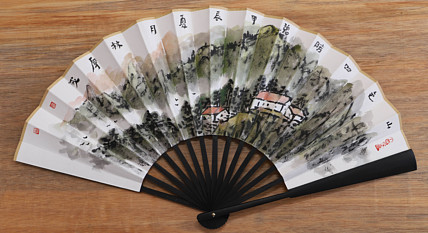 （带合影）中国美协会员 林厚成 精品折扇