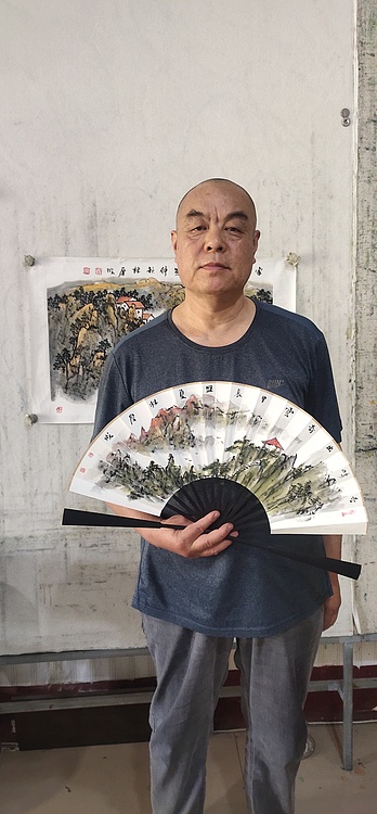 （带合影）中国美协会员 林厚成 精品折扇