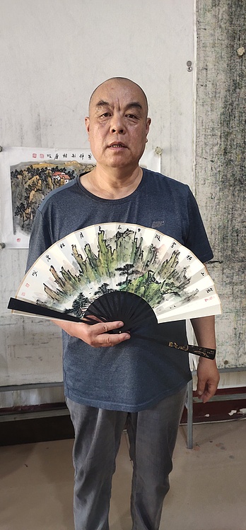 （带合影）中国美协会员 林厚成 精品折扇