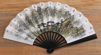 （带合影）中国美协会员 林厚成 精品折扇