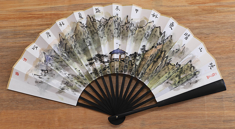 （带合影）中国美协会员 林厚成 精品折扇