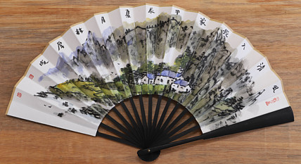 （带合影）中国美协会员 林厚成 精品折扇
