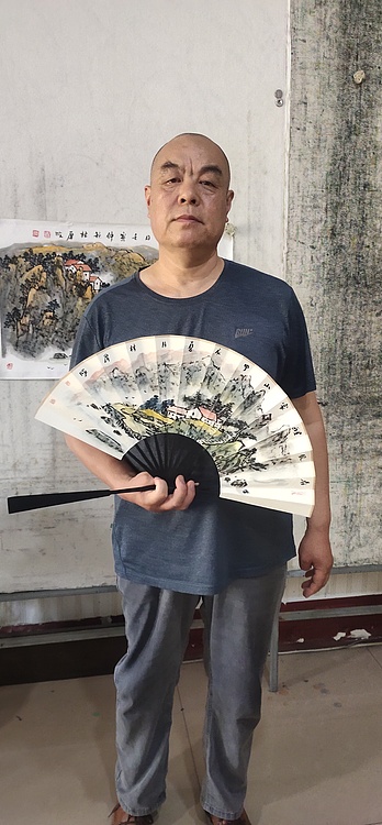 （带合影）中国美协会员 林厚成 精品折扇
