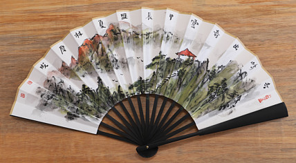 （带合影）中国美协会员 林厚成 精品折扇