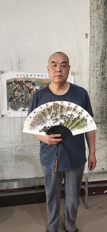 （带合影）中国美协会员 林厚成 精品折扇