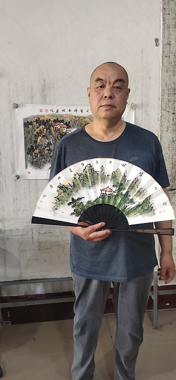 （带合影）中国美协会员 林厚成 精品折扇