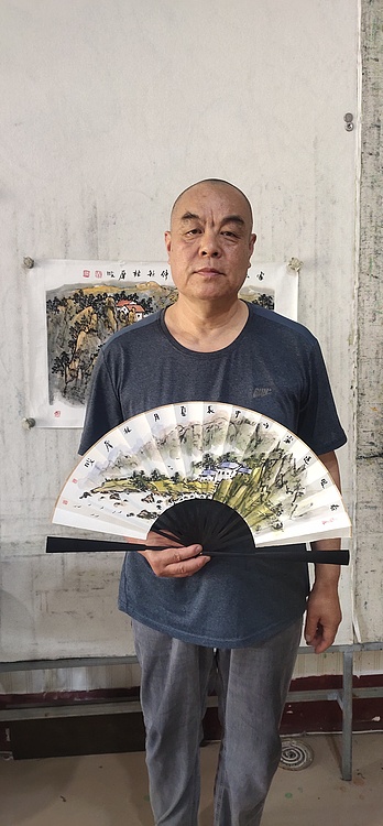 （带合影）中国美协会员 林厚成 精品折扇