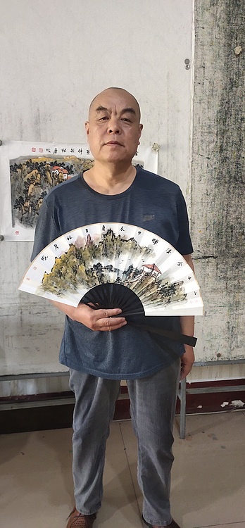 （带合影）中国美协会员 林厚成 精品折扇