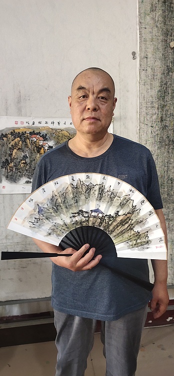 （带合影）中国美协会员 林厚成 精品折扇
