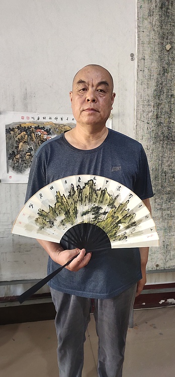 （带合影）中国美协会员 林厚成 精品折扇