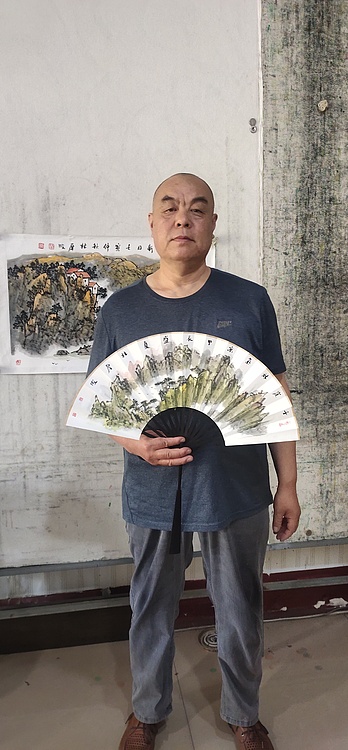 （带合影）中国美协会员 林厚成 精品折扇