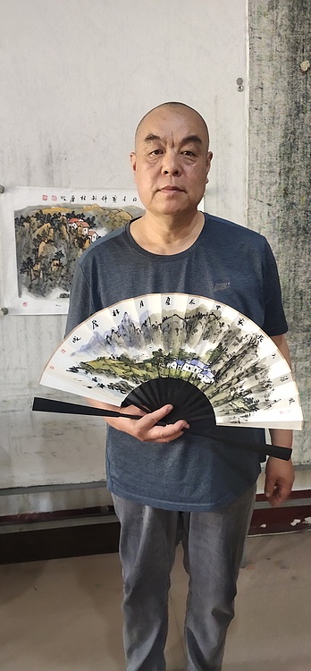 （带合影）中国美协会员 林厚成 精品折扇