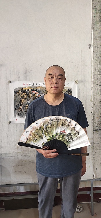 （带合影）中国美协会员 林厚成 精品折扇