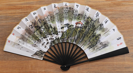 （带合影）中国美协会员 林厚成 精品折扇