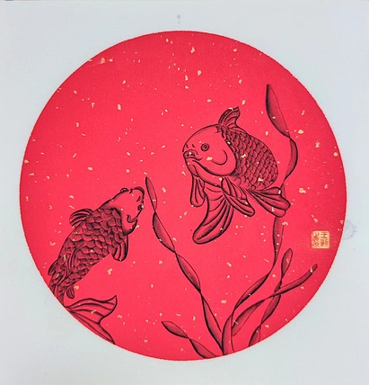 王新 年年有余（带实木框，咖啡色）
