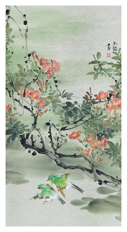 江苏省花鸟画研究会会员  邵红艳 凌霄